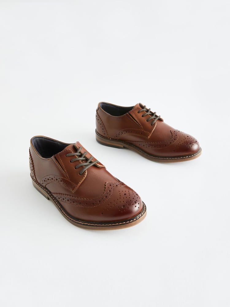 Tan Brown Lace-Up Brogue Shoes - Image 1 of 5