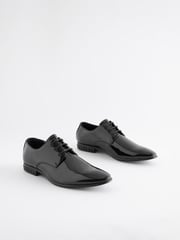 Black High Shine Jewel Trim Patent Derby Shoes - Image 1 of 5