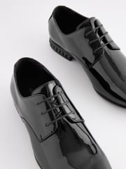 Black High Shine Jewel Trim Patent Derby Shoes - Image 5 of 5