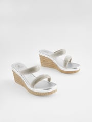 Silver Forever Comfort® Bling Mule Wedges - Image 4 of 7