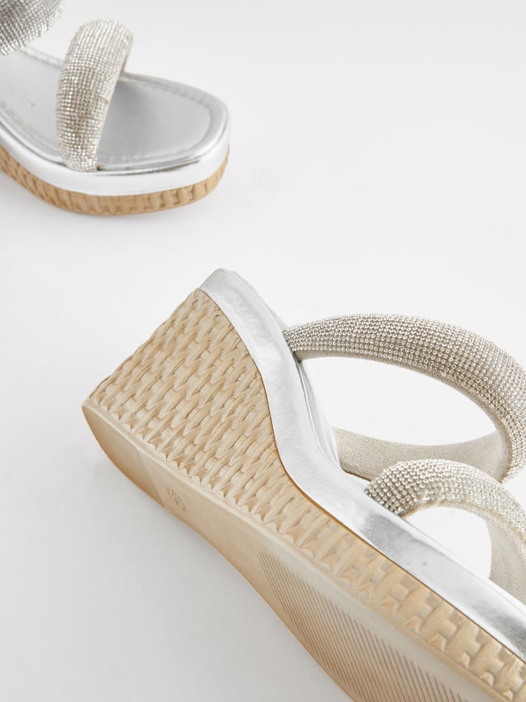 Silver Forever Comfort® Bling Mule Wedges - Image 7 of 7 Silver Forever Comfort® Bling Mule Wedges - Image 7 of 7