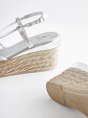 Silver Forever Comfort® Bling Multi Strap Wedges - Image 6 of 7