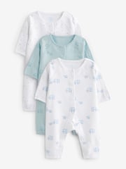 Blue Premature Baby Sleepsuits 3 Pack (0-0mths) - Image 1 of 6