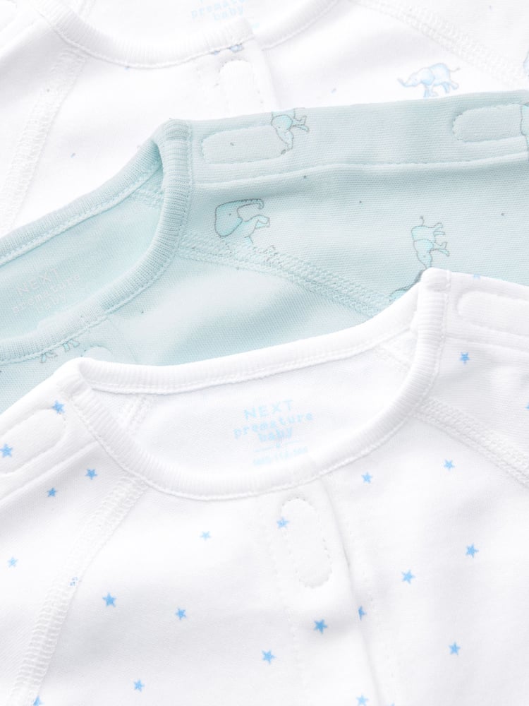 Blue Premature Baby Sleepsuits 3 Pack (0-0mths) - Image 6 of 6