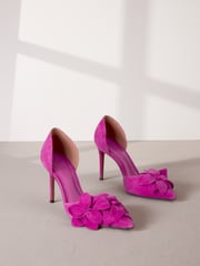 Pink Signature Leather Corsage Point Toe Heeled Shoes - Image 1 of 6