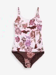 Cream/Red Floral Print Blouson Shaping Swimsuit - Image 6 of 6