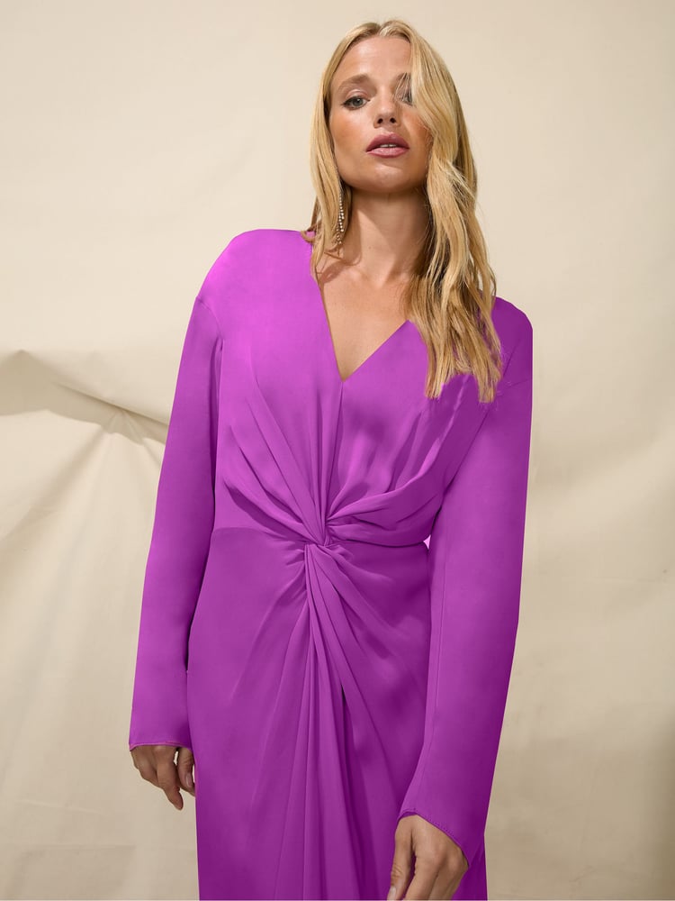 Ro&Zo Pink Twist Front Midi Dress - Image 2 of 5
