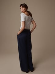 Laura Ashley Navy Wide Leg Tencel Trousers - Image 2 of 4