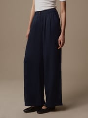 Laura Ashley Navy Wide Leg Tencel Trousers - Image 3 of 4