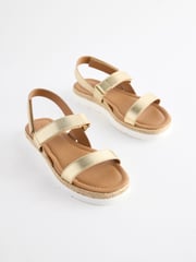 Gold Forever Comfort® Leather Velcro Straps Sandals - Image 3 of 7