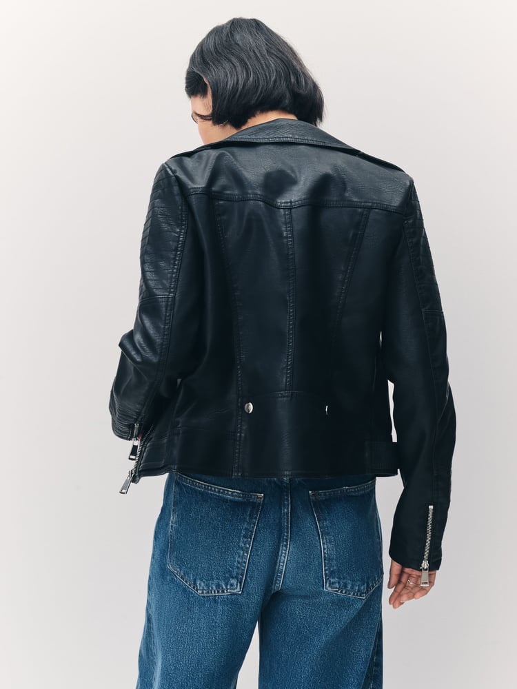 VERO MODA Black Faux Leather Jacket - Image 2 of 7