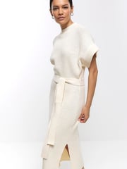 River Island Cream Roll Neck Midi Dress - Image 4 of 6