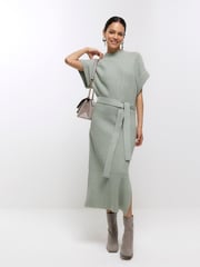 River Island Green Roll Neck Midi Dress - Image 1 of 6