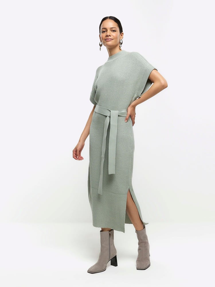 River Island Green Roll Neck Midi Dress - Image 2 of 6