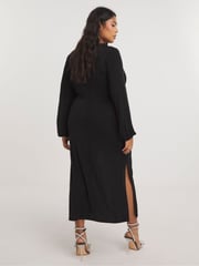 Simply Be Black Slinky Knot Front Midi Dress - Image 2 of 4