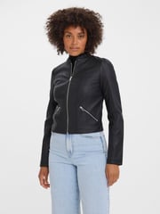 VERO MODA Black Faux Leather PU 100% Cotton Jacket - Image 1 of 5