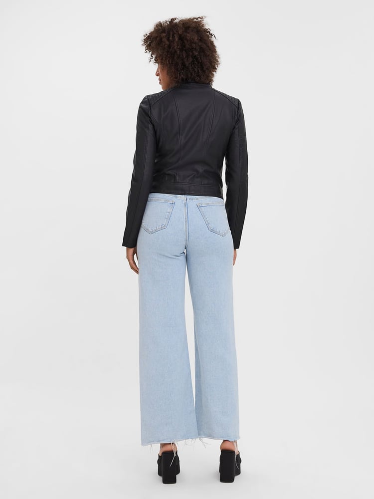 VERO MODA Black Faux Leather PU 100% Cotton Jacket - Image 2 of 5
