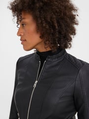 VERO MODA Black Faux Leather PU 100% Cotton Jacket - Image 4 of 5
