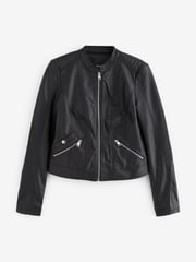 VERO MODA Black Faux Leather PU 100% Cotton Jacket - Image 5 of 5