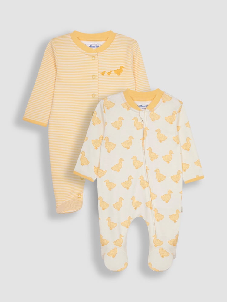JoJo Maman Bébé Yellow Duck 2-Pack Sleepsuits - Image 1 of 5