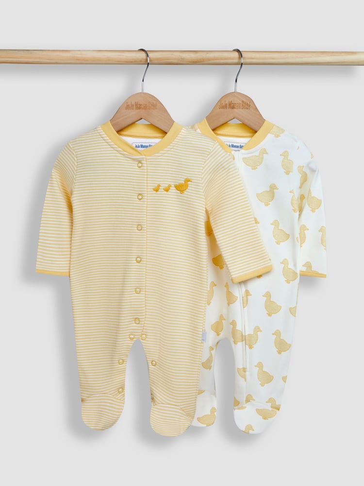 JoJo Maman Bébé Yellow Duck 2-Pack Sleepsuits - Image 2 of 5