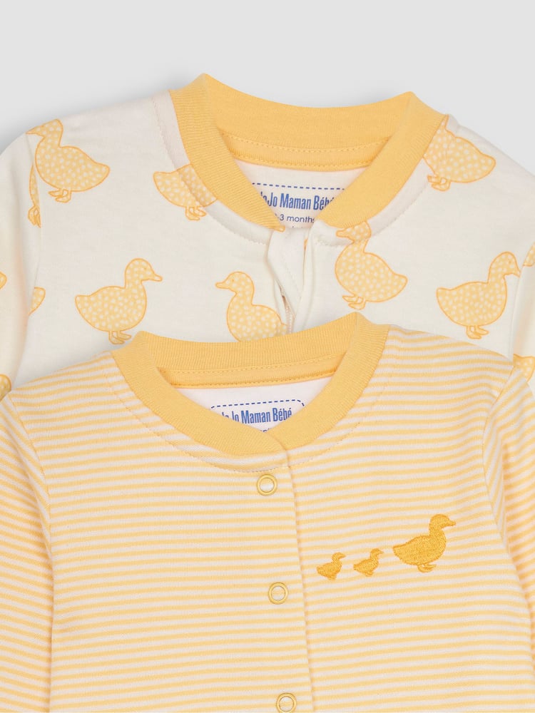 JoJo Maman Bébé Yellow Duck 2-Pack Sleepsuits - Image 5 of 5