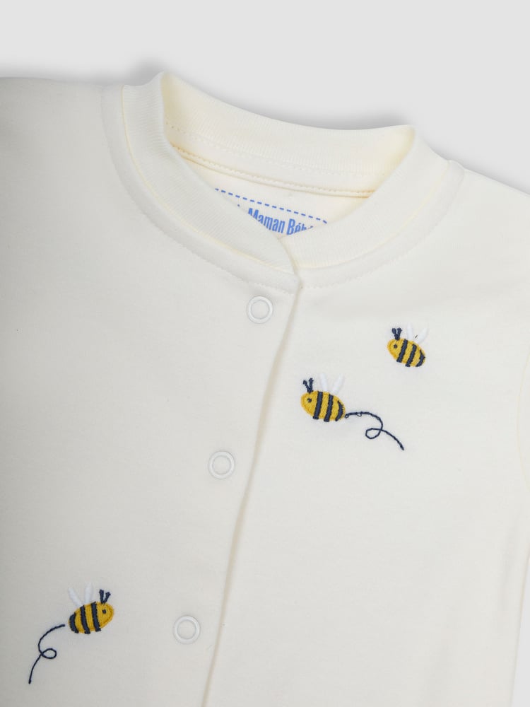 JoJo Maman Bébé Yellow Bee 2-Pack Sleepsuits - Image 8 of 8