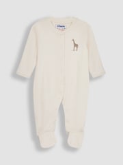 JoJo Maman Bébé Natural Giraffe Cotton Footed Animal Print Sleepsuits 3-Pack - Image 3 of 5