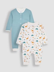 JoJo Maman Bébé Cream Dino 2-Pack Footless Sleepsuits - Image 1 of 4