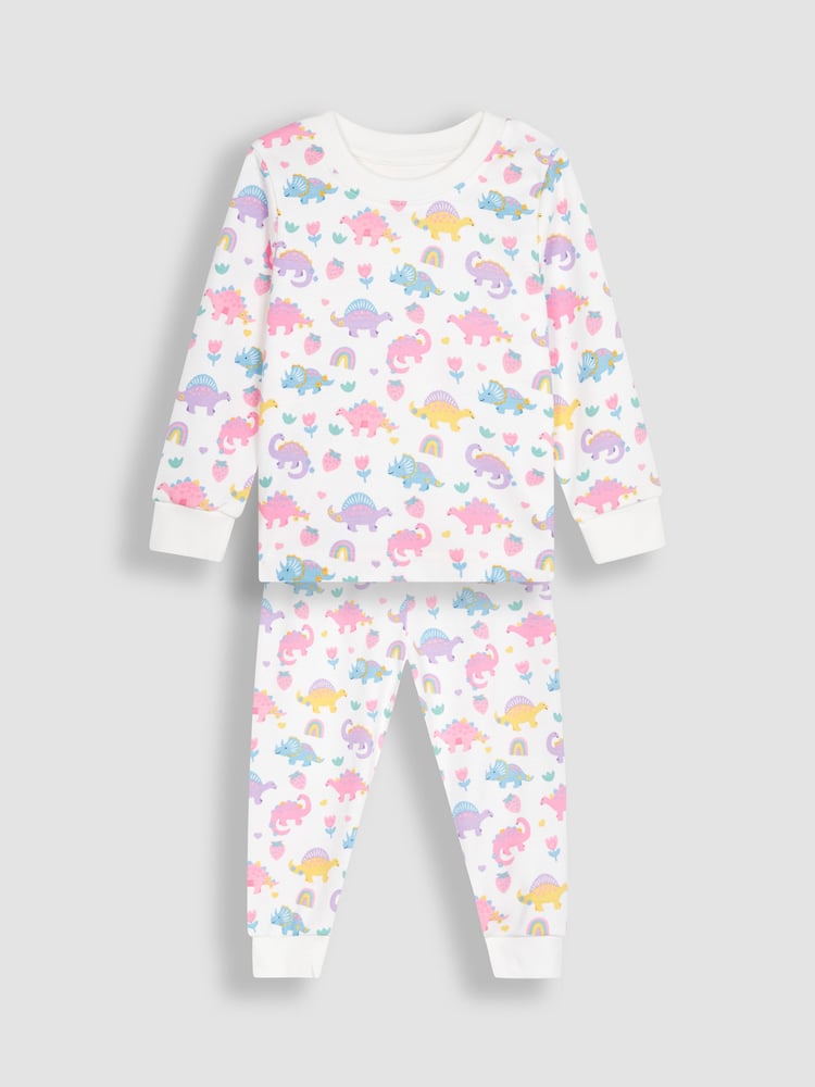 JoJo Maman Bébé Pink 2-Pack Dino Jersey Pyjamas - Image 2 of 9