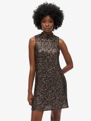 Superdry Brown Sleeveless Sequin A Line Mini Dress - Image 1 of 6