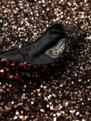 Superdry Brown Sleeveless Sequin A Line Mini Dress - Image 6 of 6