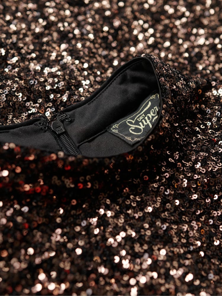 Superdry Brown Sleeveless Sequin A Line Mini Dress - Image 6 of 6