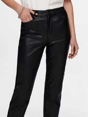 ONLY Black Petite High Waisted Faux Leather Workwear 100% Cotton Trousers - Image 4 of 5