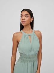 VILA Green Halter Neck Tulle Fit And Flare Dress - Image 5 of 7