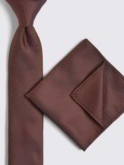 MOSS Red Textured Tie - Image 2 of 3