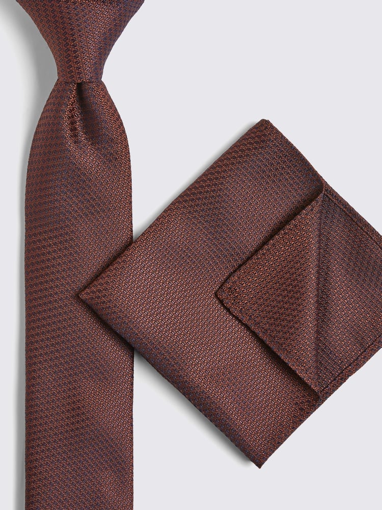 MOSS Red Textured Tie - Image 2 of 3