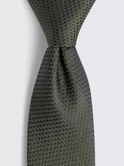 MOSS Olive Green Textured Tie - Image 2 of 2