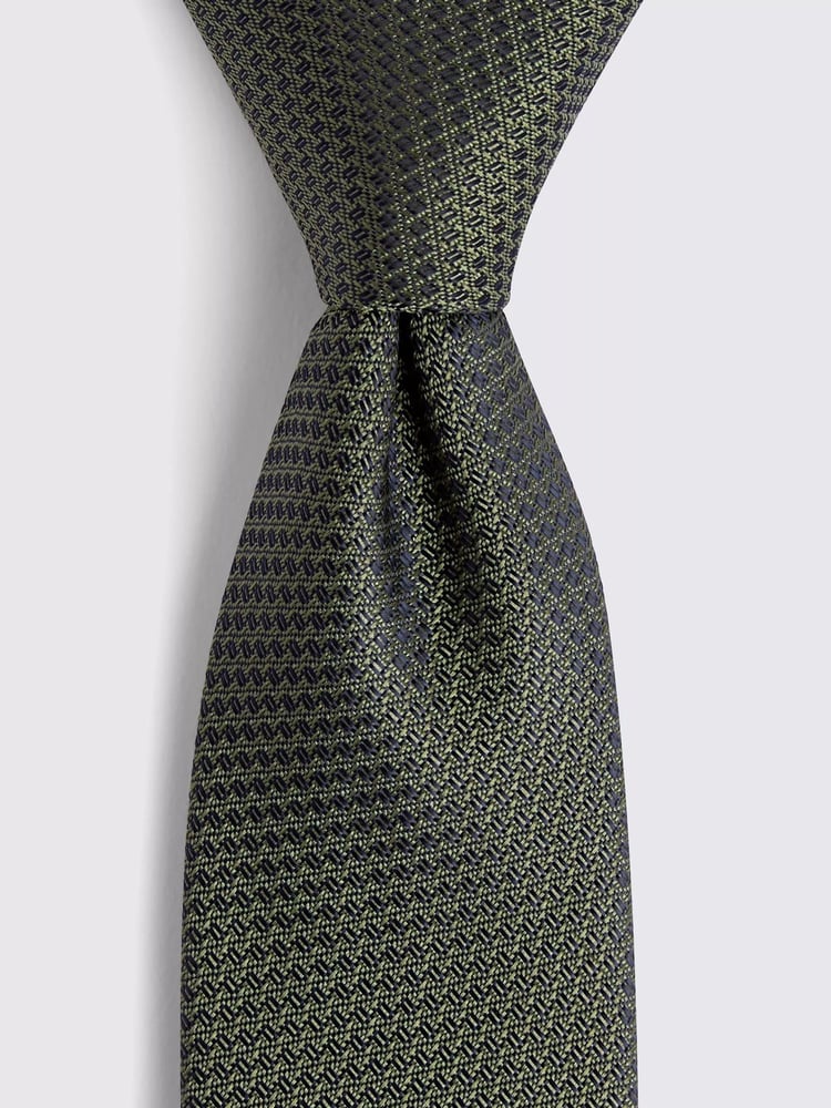 MOSS Olive Green Textured Tie - Image 2 of 2