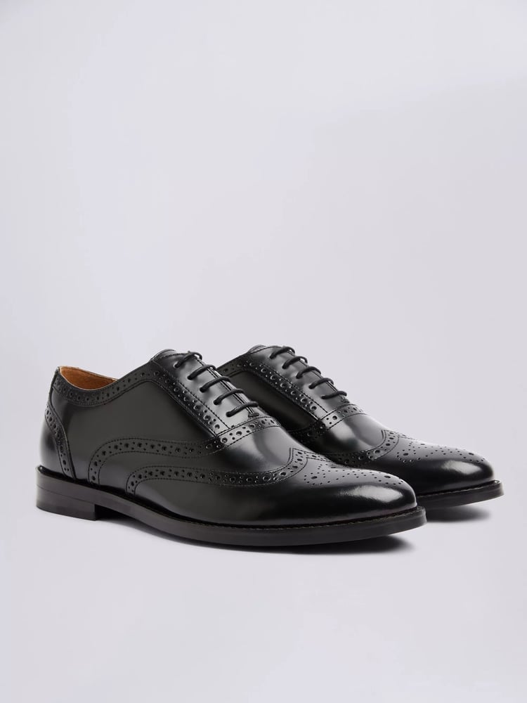 MOSS Black Oxford Brogue Shoes - Image 1 of 4