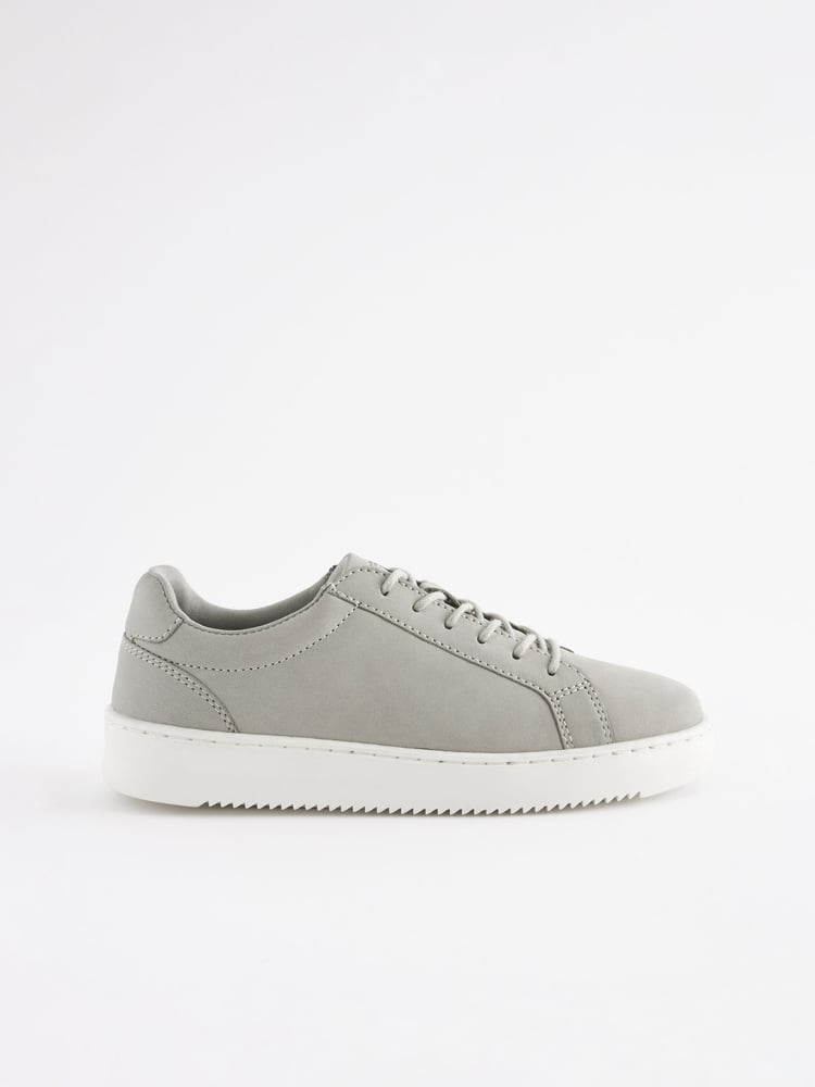 Grey Leather Smart Lace-Up Trainers - Image 2 of 5 Grey Leather Smart Lace-Up Trainers - Image 2 of 5