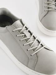 Grey Leather Smart Lace-Up Trainers - Image 3 of 5