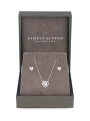 Simply Silver Sterling Silver Tone 925 Cubic Zirconia Halo Heart Set - Gift Boxed - Image 2 of 2