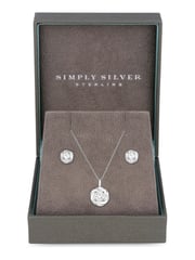 Simply Silver Sterling Silver Tone 925 Cubic Zirconia Knot Set - Gift Boxed - Image 1 of 4