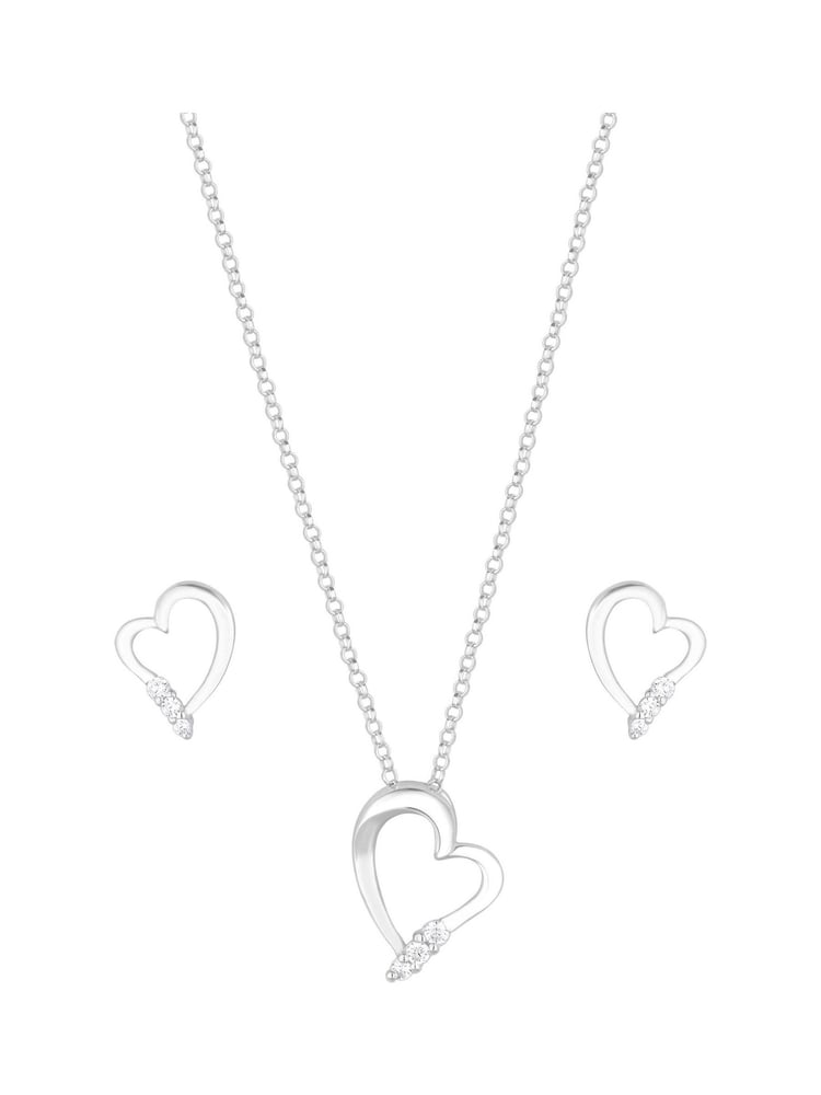 Simply Silver Sterling Silver Tone 925 Cubic Zirconia Heart Set - Gift Boxed - Image 2 of 3