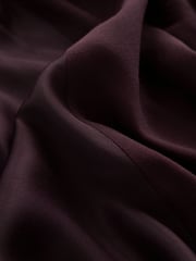 Wine Long Sleeve Satin Mix Column Midi Dress - Image 6 of 6