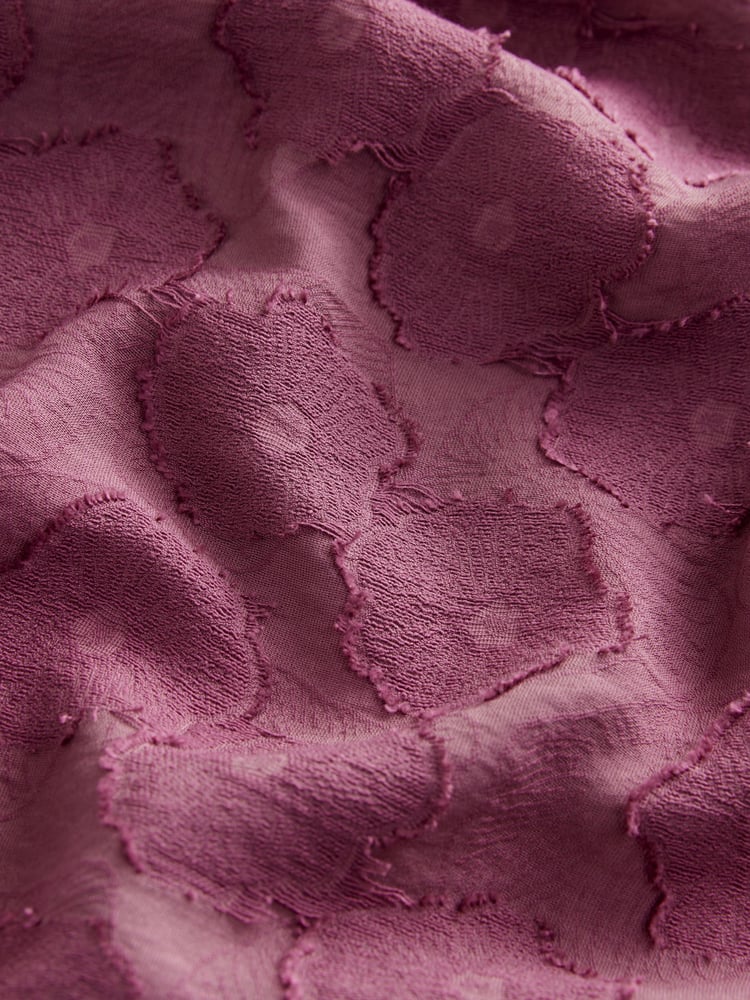 Burgundy Red Premium Tie Neck Long Sleeve Jacquard Blouse - Image 7 of 7