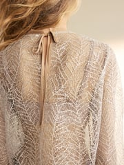 Gold Long Sleeve Sequin Leaf Blouse - Image 4 of 7