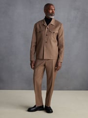 Sand Natural Signature Zignone Italian Wool Flannel Slim Fit Formal Trousers - Image 2 of 8