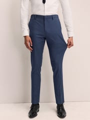 Mid Blue Slim Fit Muscle FIt Motionflex Stretch Suit Trousers - Image 2 of 9